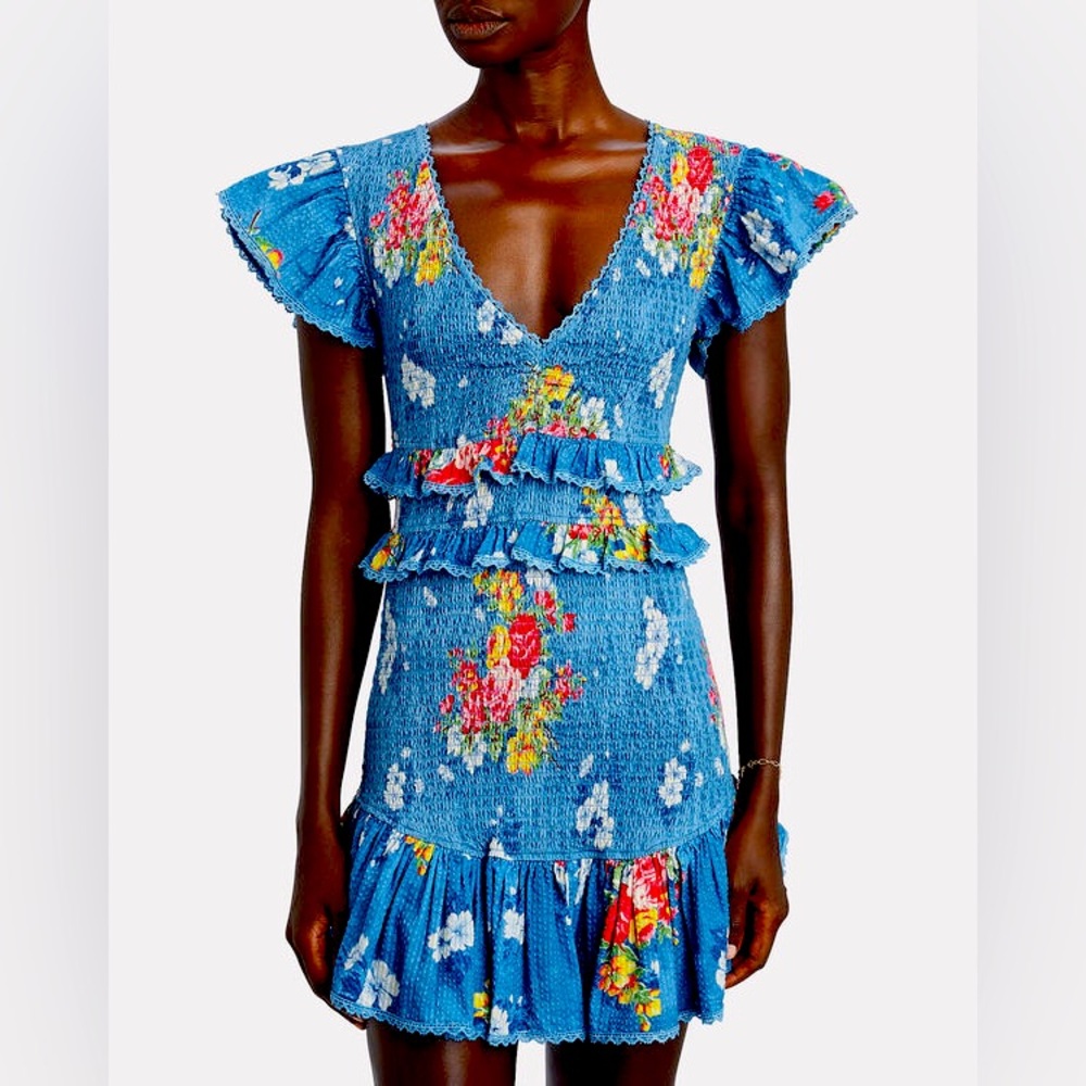 LoveShackFancy “Sonora Smoked Mini Dress” - size: XS